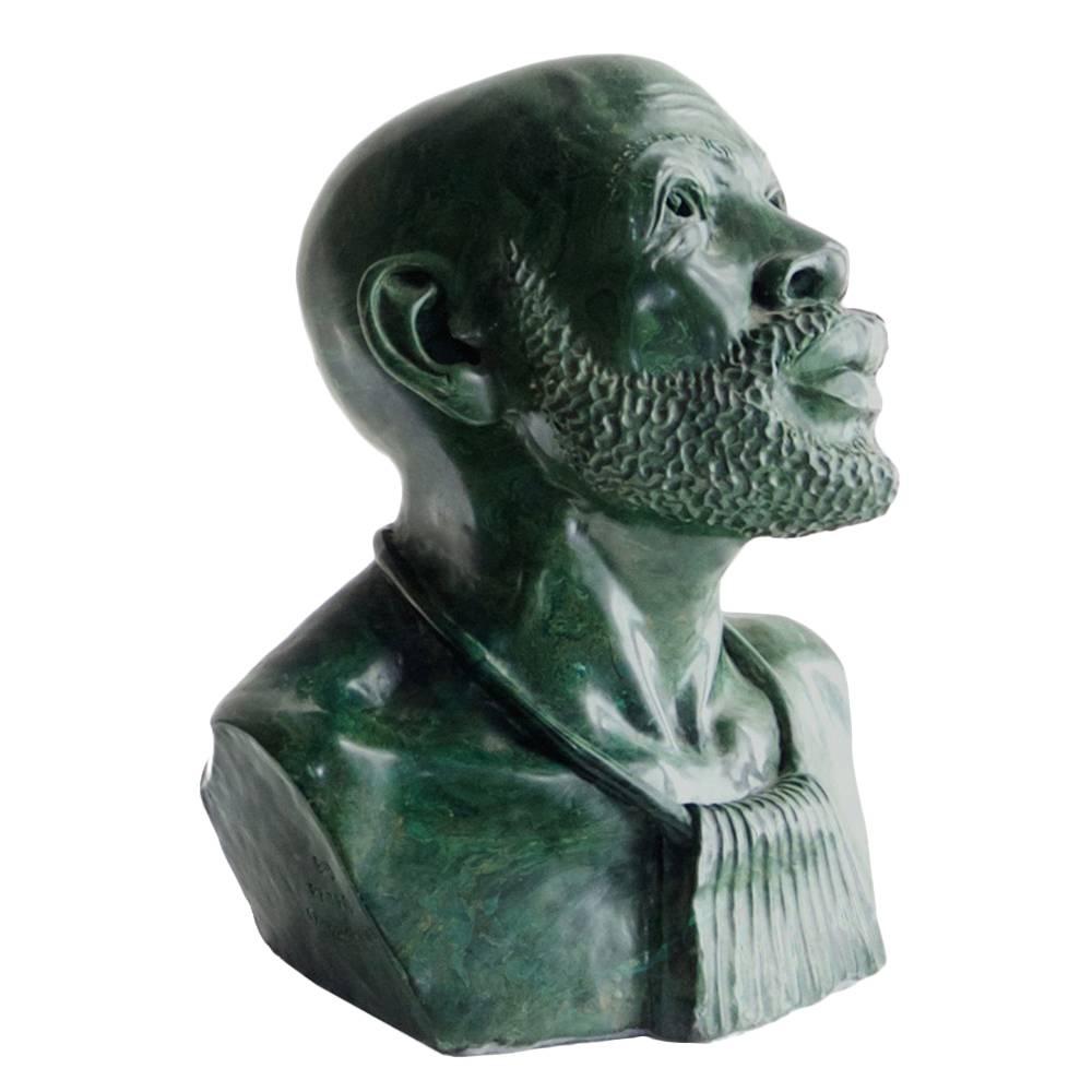 Green Verdite Bust by Zimbabwe Sculptor Peter Chikumbirike, circa 1980s For Sale