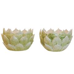 Pair of Modern Porcelain Bowls in the Form of an Artichoke