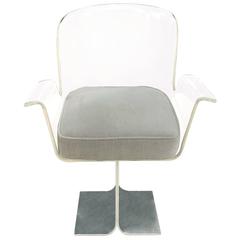Pace Collection Desk Chair With Swiveling Lucite Seat 1970s