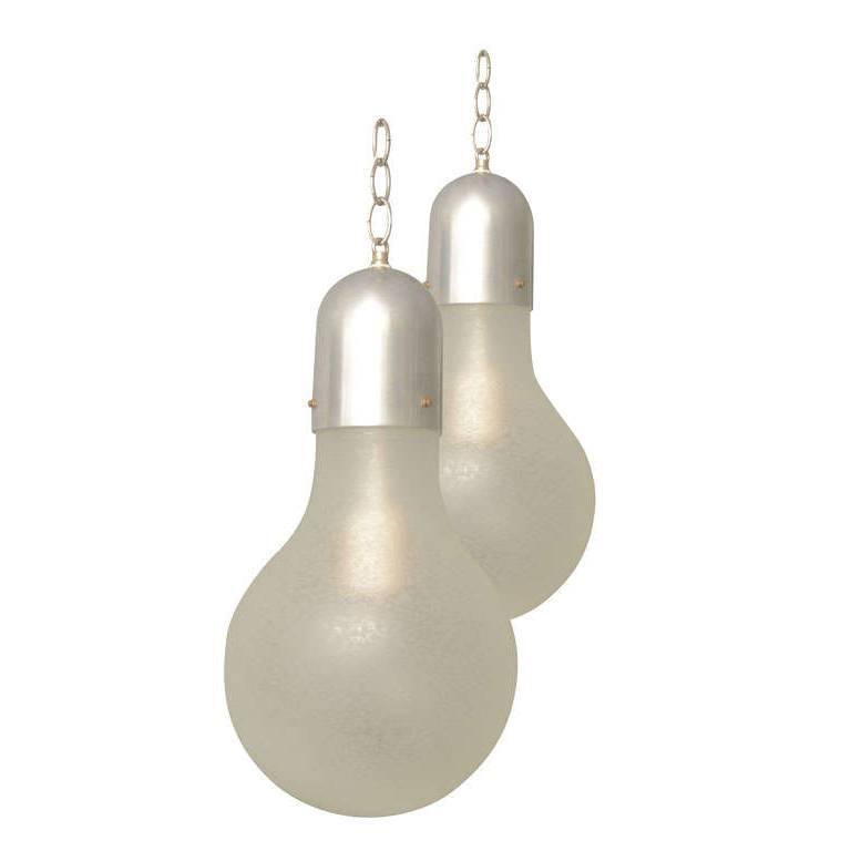 Frosted Glass Light Bulb Form Ceiling Light Fixture For Sale at 1stdibs