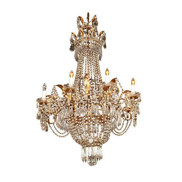 Italian Gilt-Metal and Crystal Chandelier