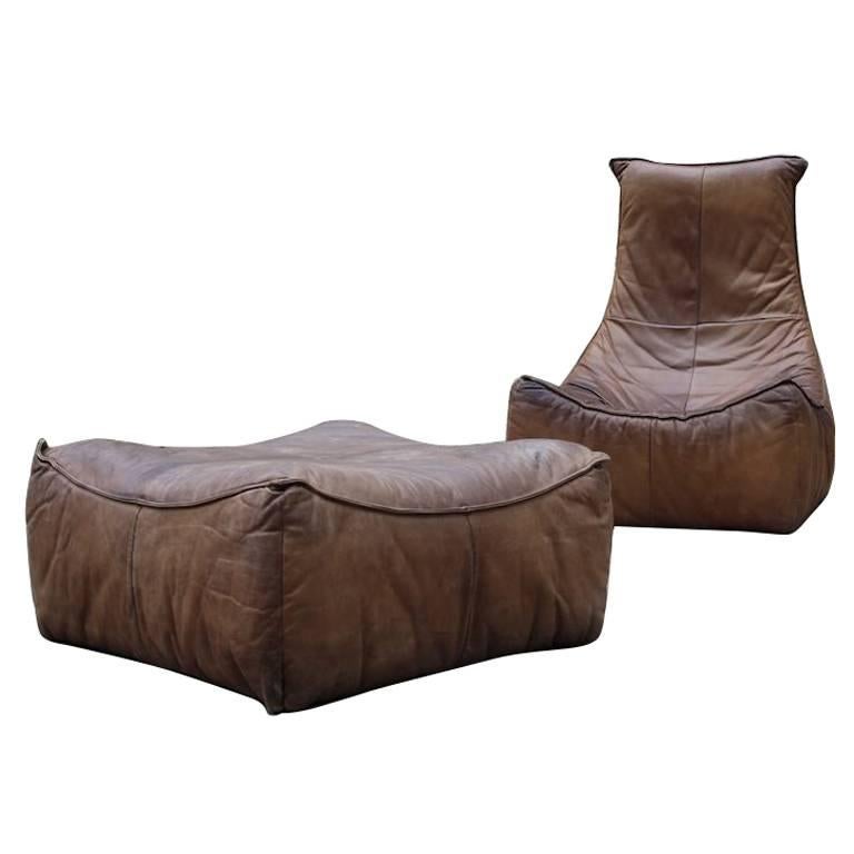 “the Rock” Lounge Chair and Ottoman by Gerard Van Den Berg for Montis, Dutch 70’ For Sale