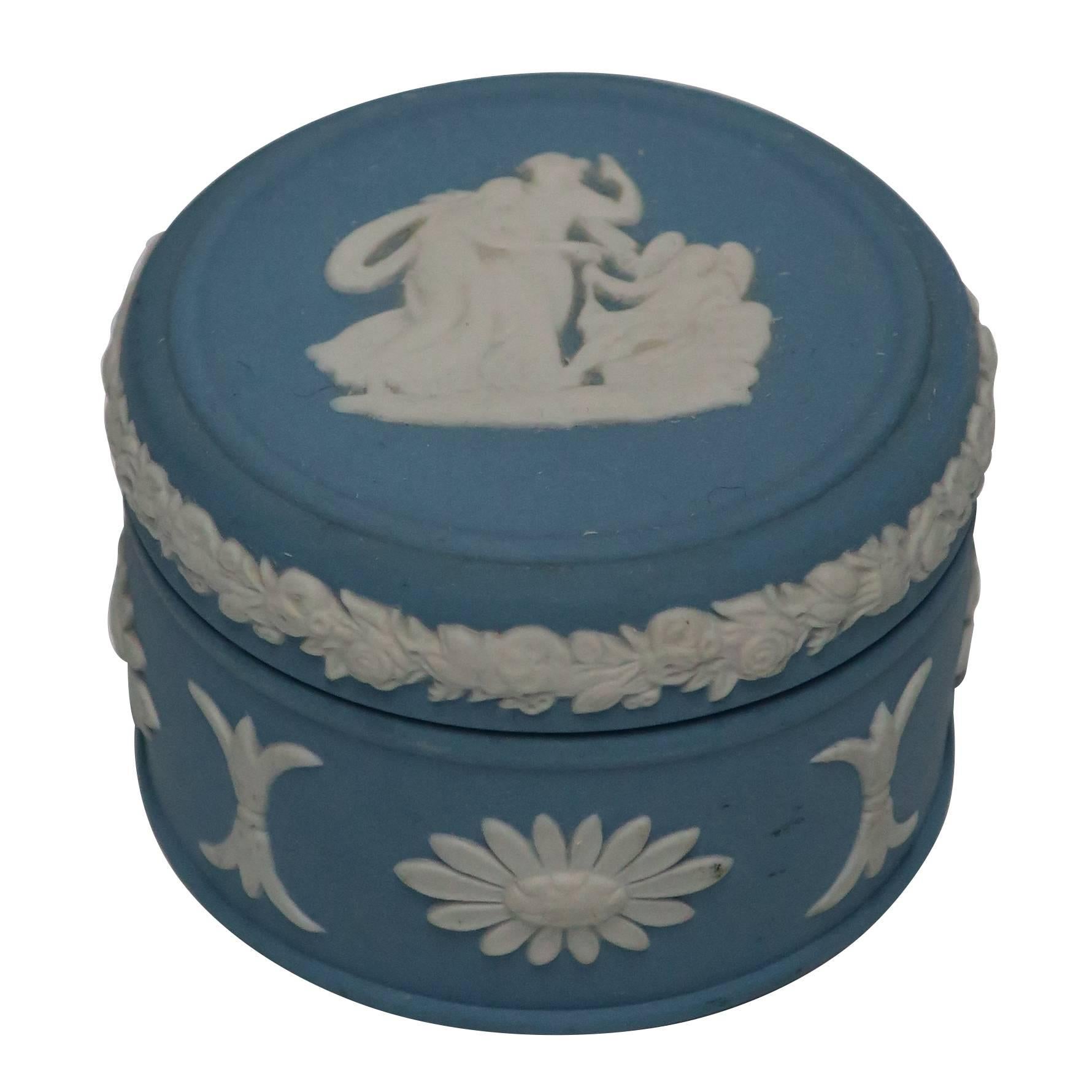 Blue and White Wedgwood Jasperware English Jewelry Box, England