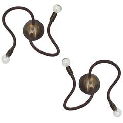 Adjustable Bark Branch Leather Meander Wall Lights