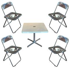 Modern Metal Folding Card Table and Four "Plia" Chairs by Piretti for Castelli 2
