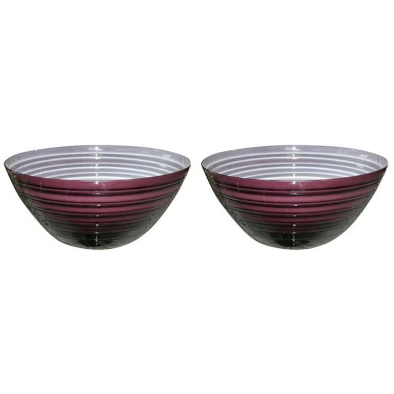 Murano Glass Bowls by Barbini For Sale