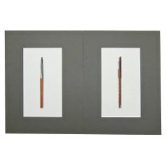 Two Original Jerome Gould Mixed-Media Design Drawings for Writing Instruments