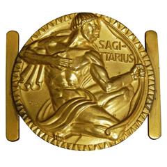 "Sagittarius, " Fabulous, Unique Art Deco Bronze Belt Buckle by Medallic Art