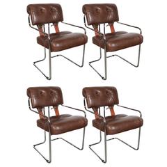 Set of Four Tucroma Chairs by Guido Faleschini for Mariani by Pace in Cognac