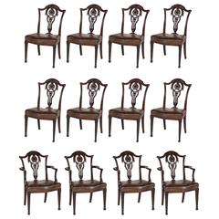 Set of 12 19th Century English Carved Mahogany Dining Chairs