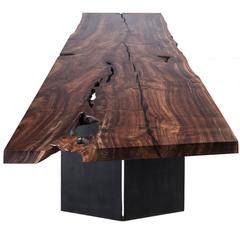 Milo Dining Table by Uhuru Design, claro walnut slab, blackened steel 6
