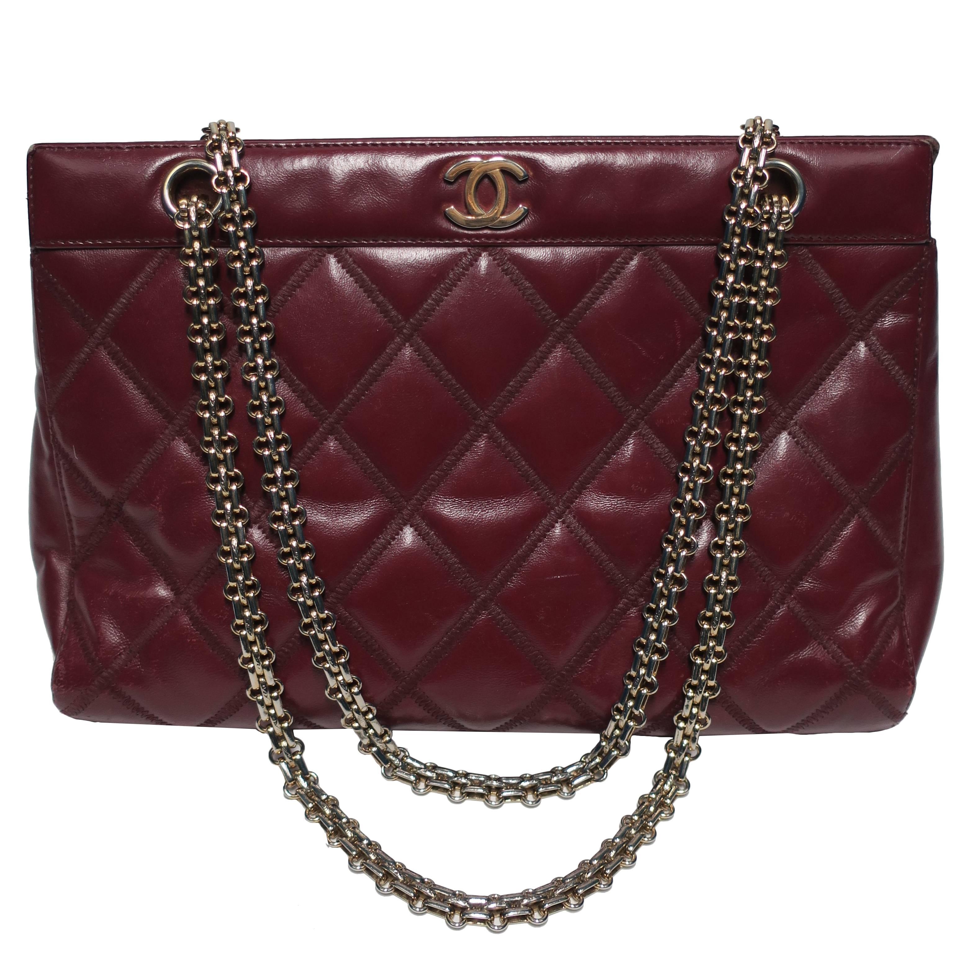 Chanel Burgundy Red Leather Bag