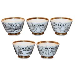 Vintage Italian Snack Bowls in the Style of Fornasetti 
