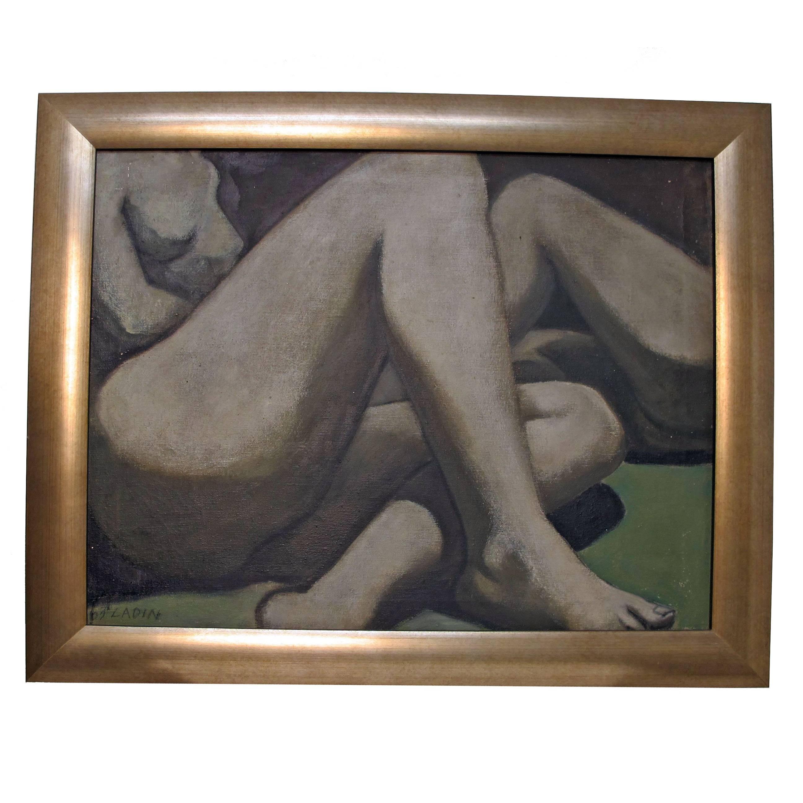 Large Nude Figural Painting signed Ladin, American Mid 20th Century 