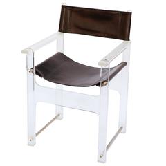 A French Black Leather and Acrylic Director’s Chair from the Mid Century 5