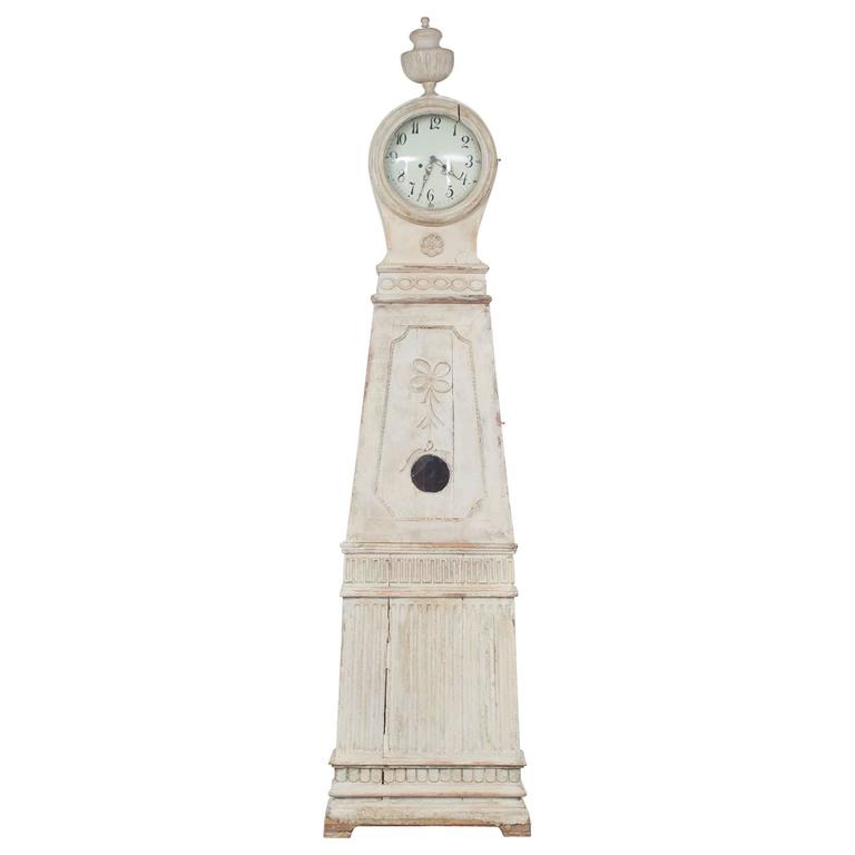 Floor Clock White Painted Gustavian, Sweden For Sale at 1stDibs white