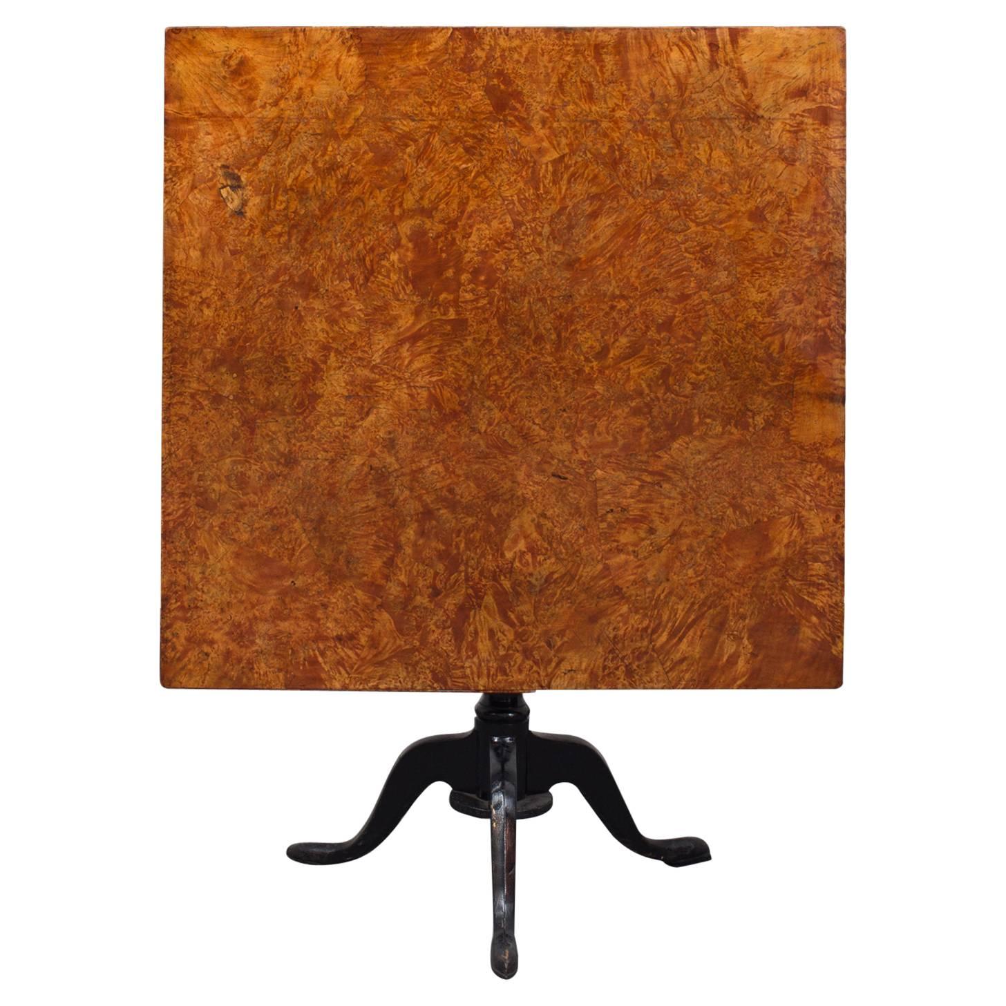 Table Tilt Top Swedish Alder Root, 18th Century, Square Sweden