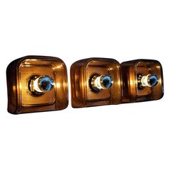 Three Guzzini Brown Wall Lights 1970s New Old Stock 7