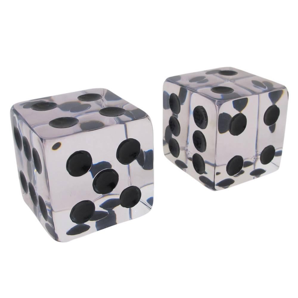 Lucite Dice Bookends, USA, 1970s