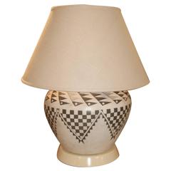 Vintage Large Acoma Pottery by Lucy Lewis Turned into a Lamp by Steve Chase