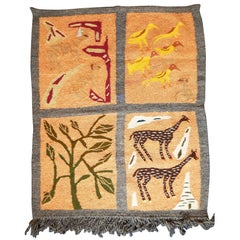 "Tapestry with Giraffes, fabuleux tissage unique du milieu du siècle, Afrique du Nord