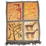 "Tapestry with Giraffes, " Fabulous, Unique Mid-Century Weaving, North Africa