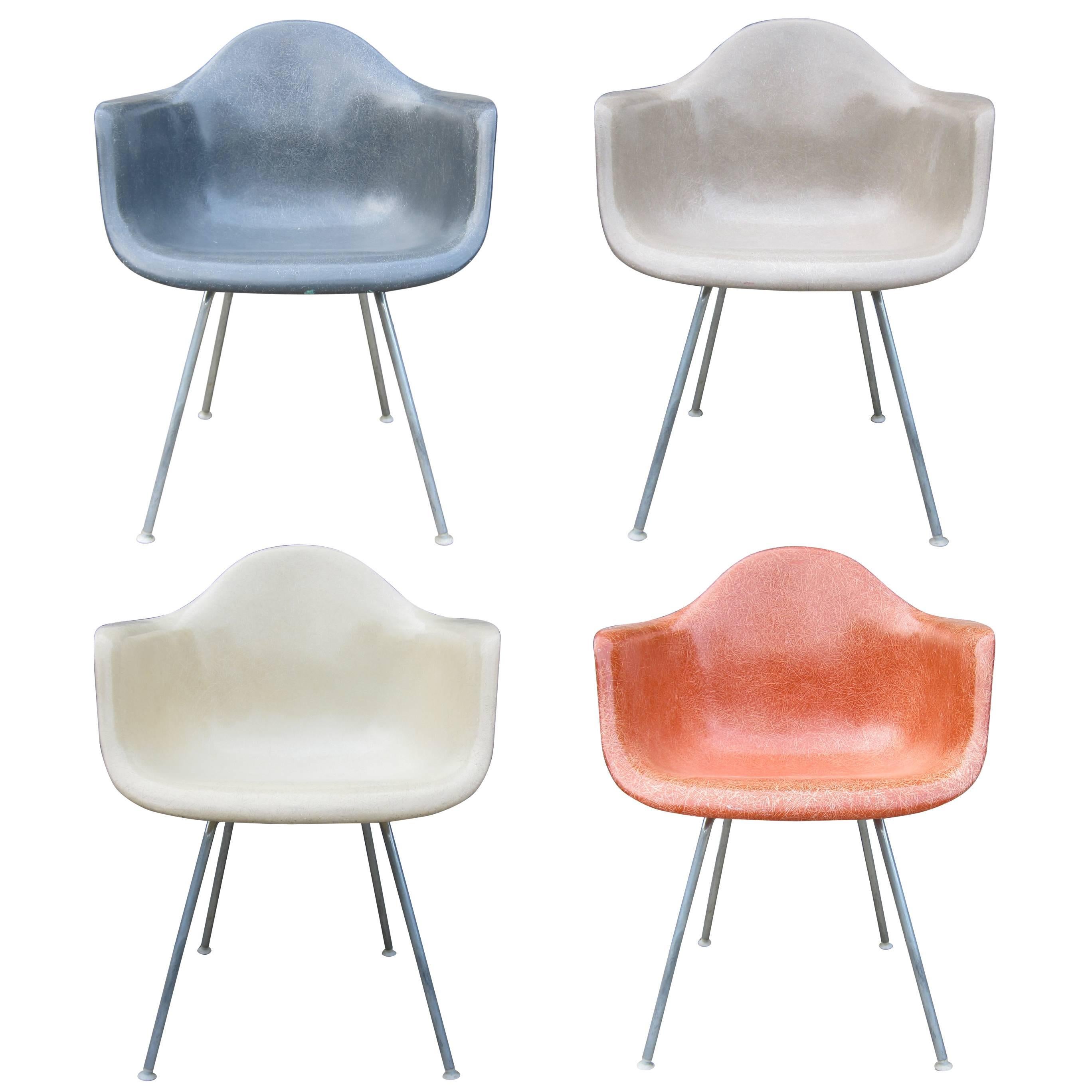 Four Herman Miller Eames Multicolored Armchairs