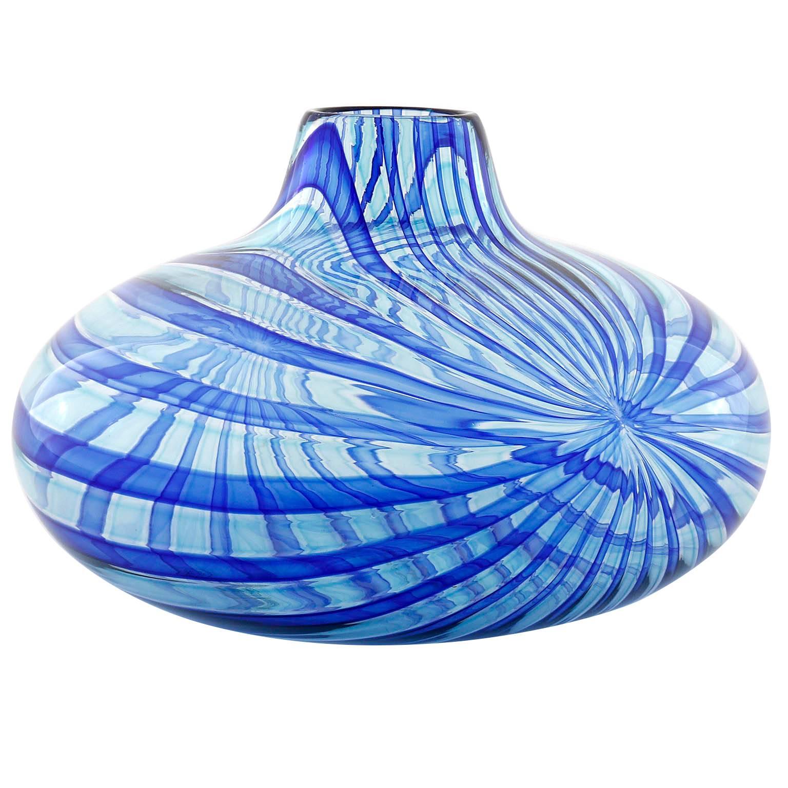 Blue Glass Vase 'Samarcanda' Lino Tagliapietra Effetre International, Italy 1986