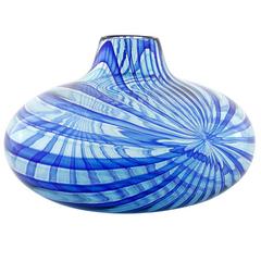 Vase en verre bleu "Samarcanda" Lino Tagliapietra Effetre International:: Italie 1986
