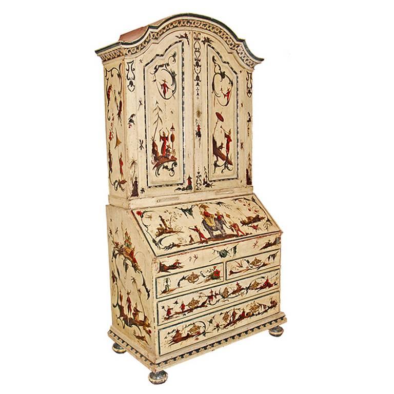 Incomparable 18th Century Venetian Chinoiserie Secretaire For Sale
