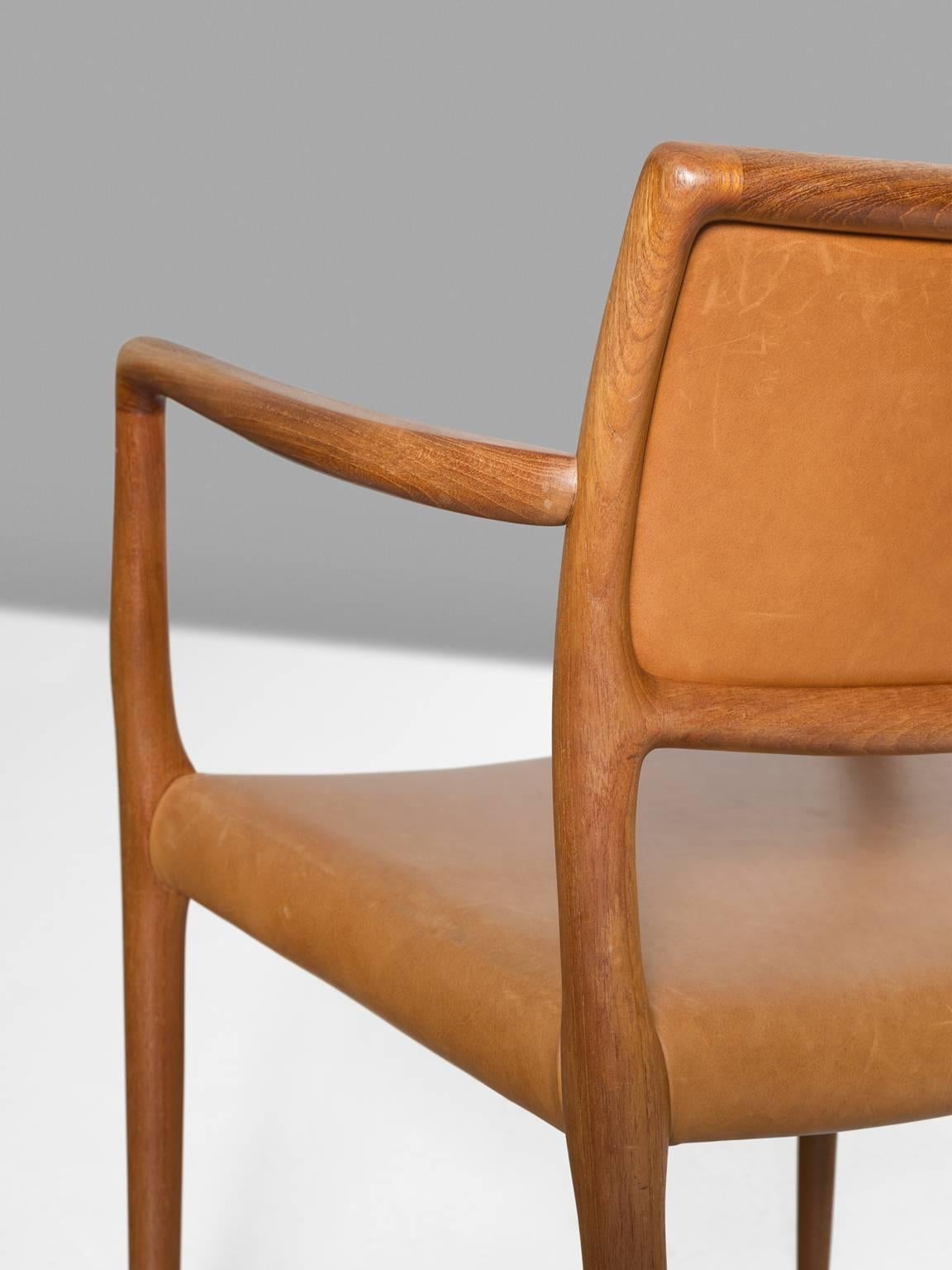 Niels Otto Møller Armchair in Teak and Cognac Leather 1