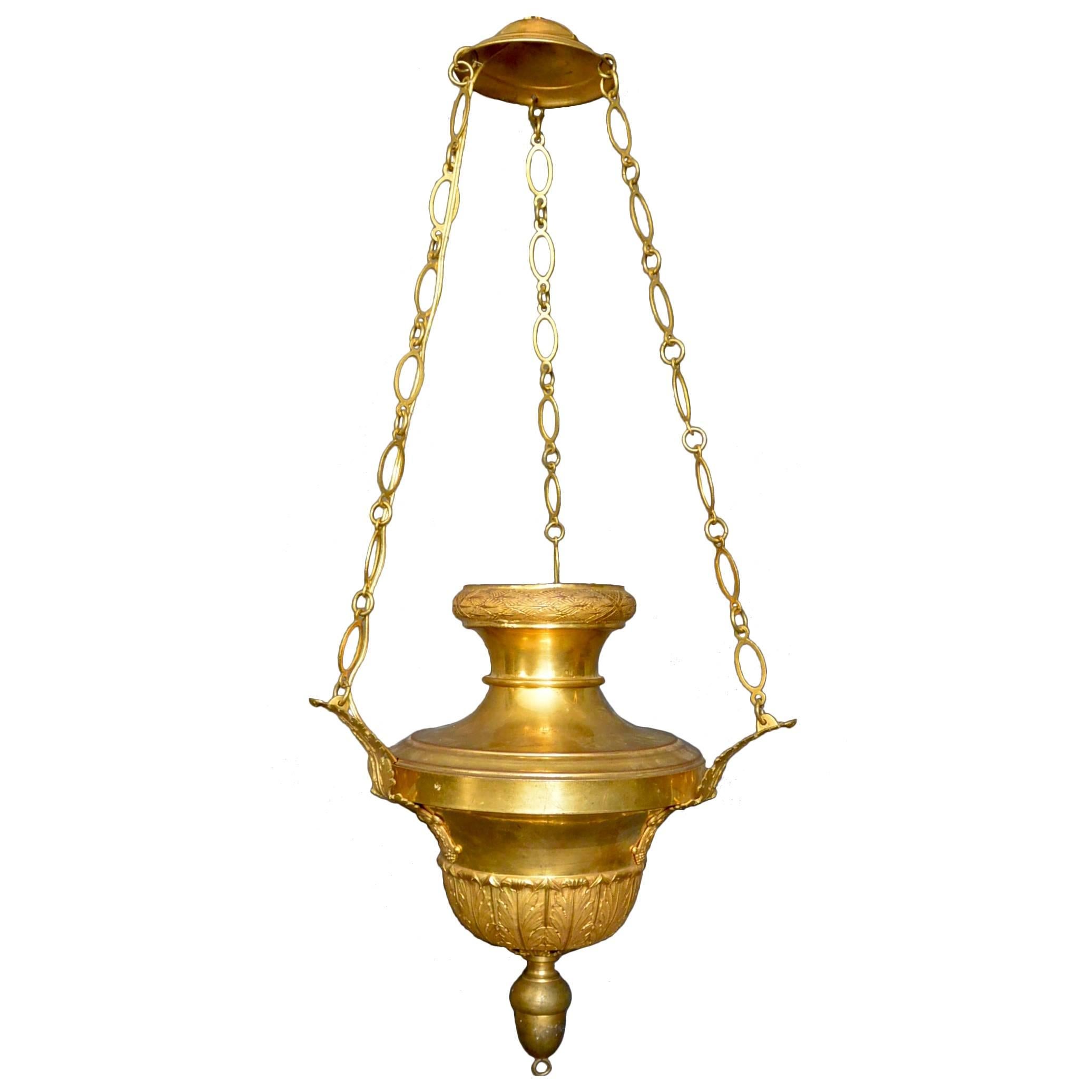 Italian Neoclassical Gilt Brass Pendant For Sale