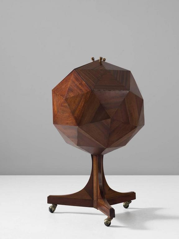 Ico And Luisia Parisi Attributed Polygon Bar Cabinet In Mahogany At Bar In Mahogany And Metal Attributed To Ico Luisa Parisi Italy