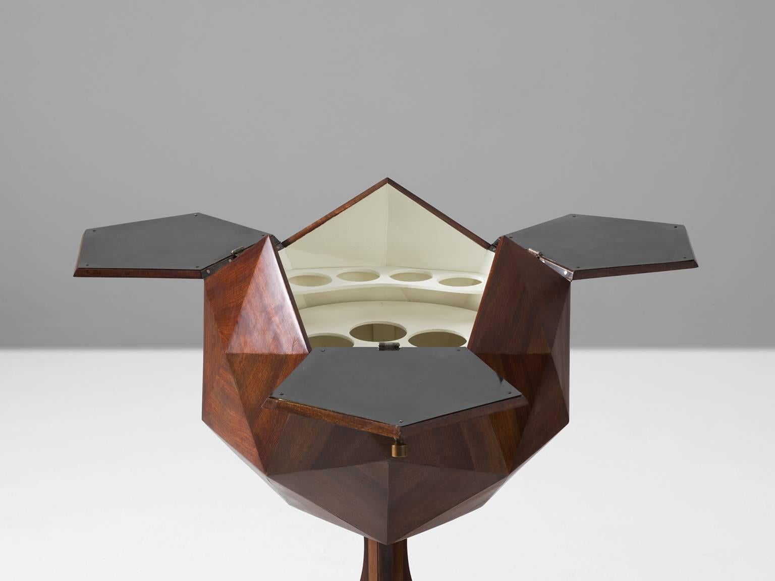 Mid-Century Modern Ico & Luisia Parisi Attributed Polygon Bar Cabinet in Mahogany