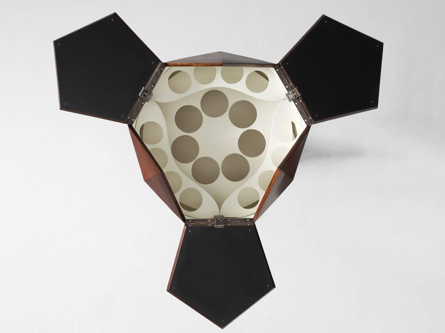 Italian Ico & Luisia Parisi Attributed Polygon Bar Cabinet in Mahogany