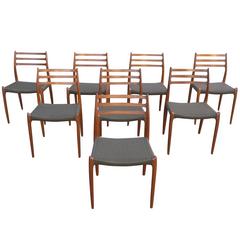 Set of Eight Dining Chairs in dark Teak, Model 78 by Niels O. Møller 6