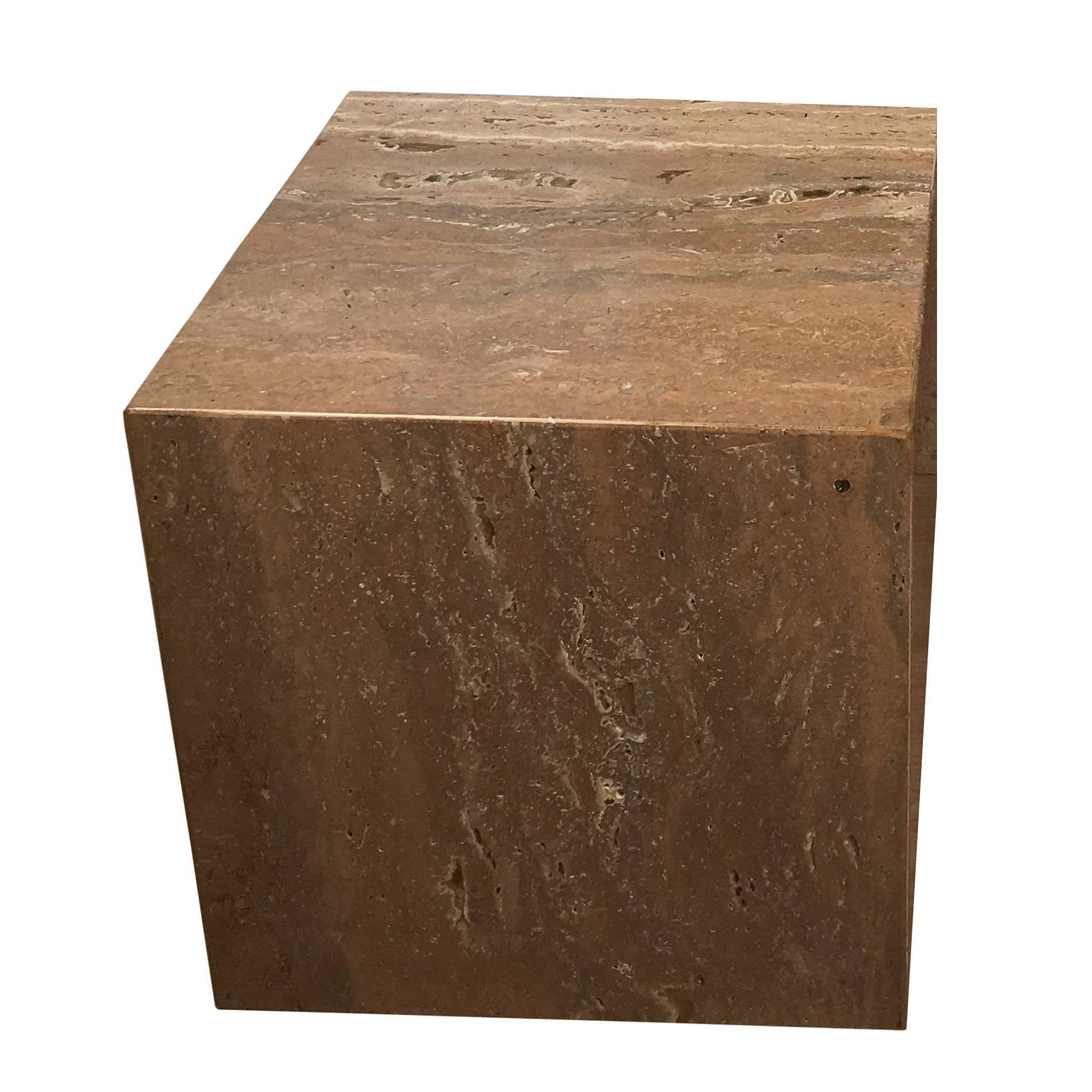 1970s Travertine  15" Cube