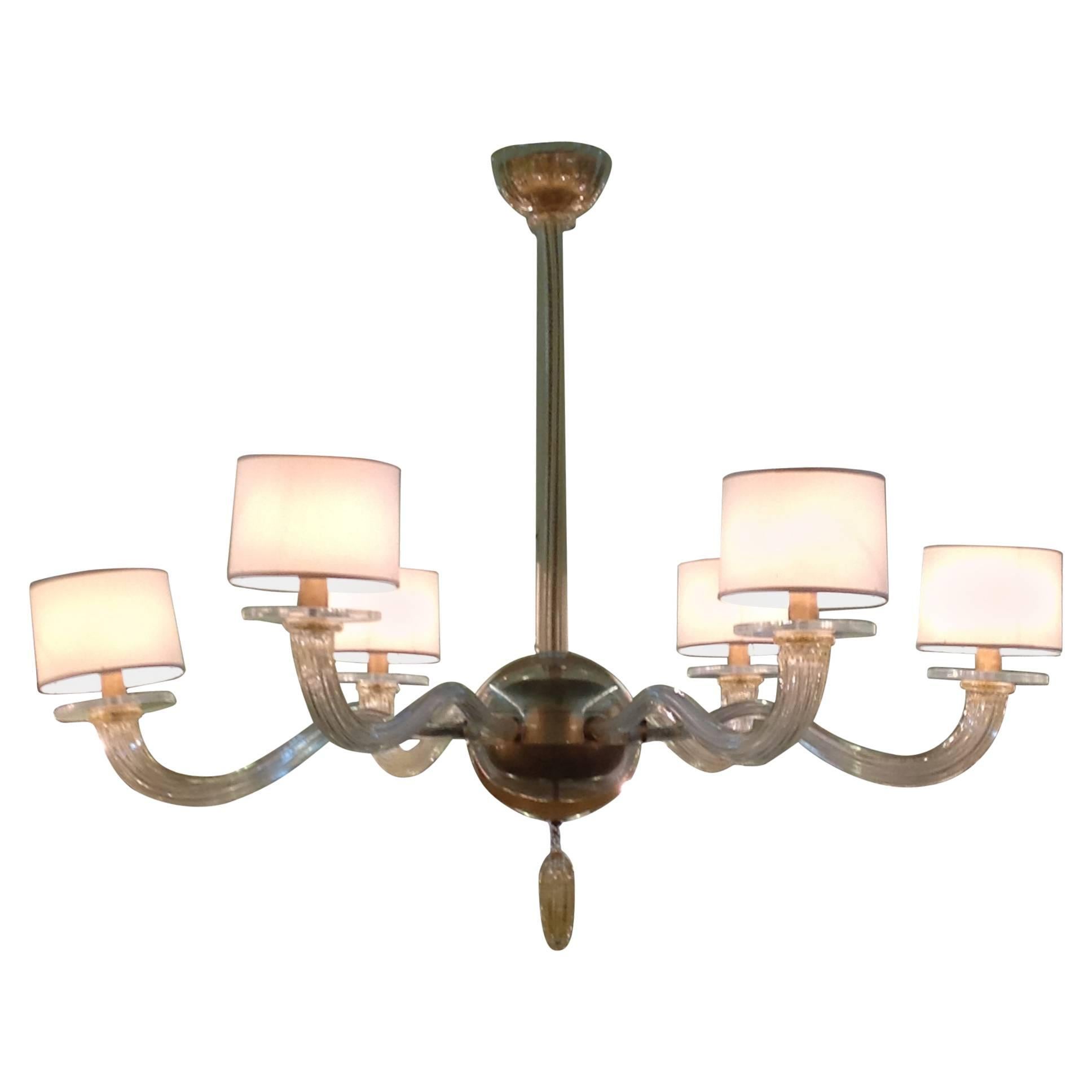 Barbara Barry for Baker Signature Six-Arm Murano Chandelier For Sale