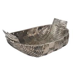 Finely Made Woven Silver Plate Basket