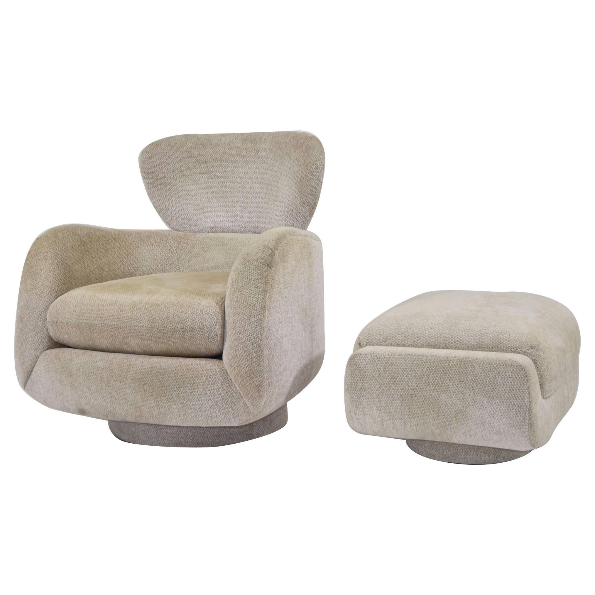 Vladimir Kagan Style Lounge Chair and Ottoman by Directional