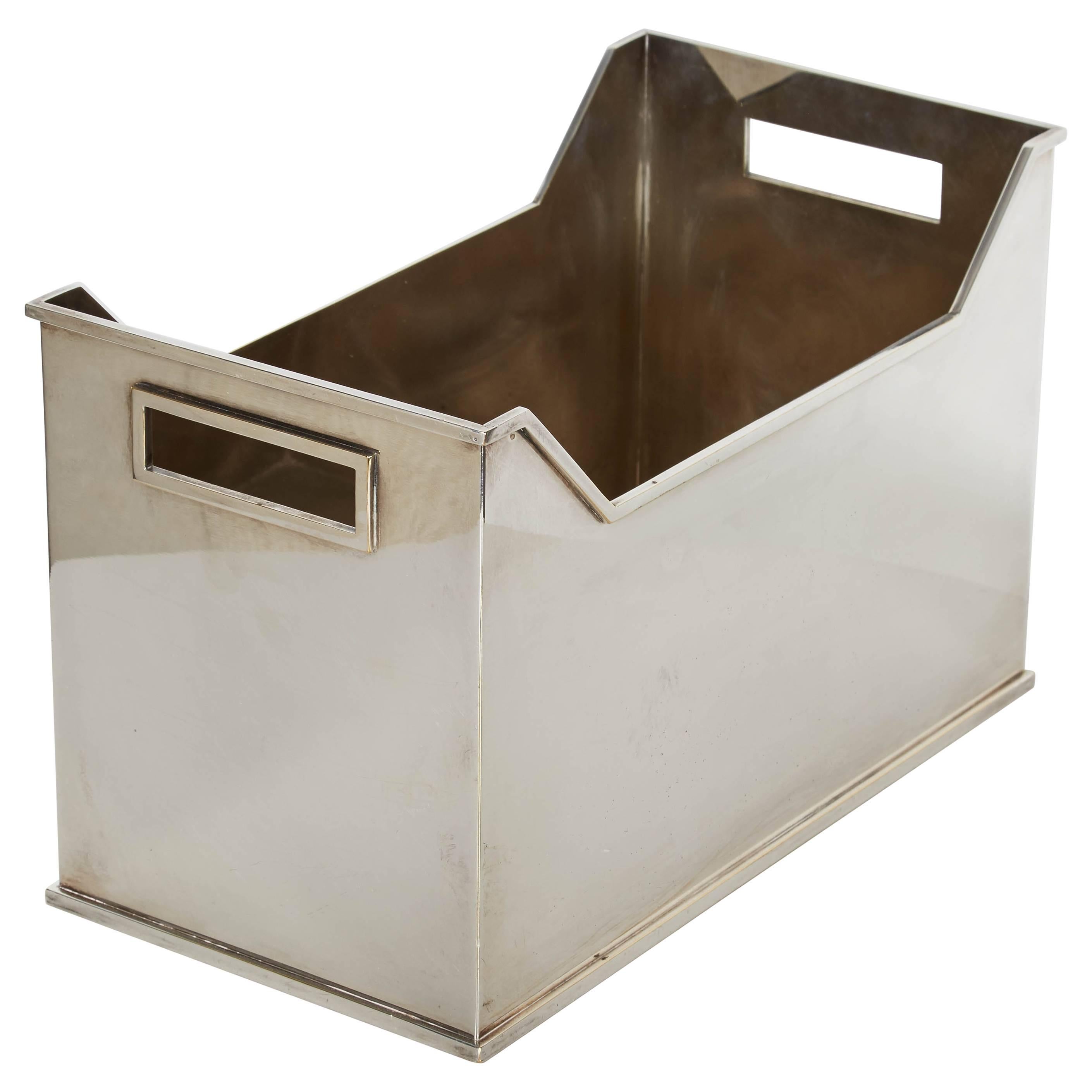 Silvered Metal Container For Sale