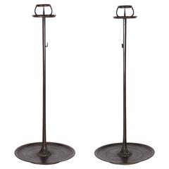 Pair of 19th Century Japanese Bronze Candlestands