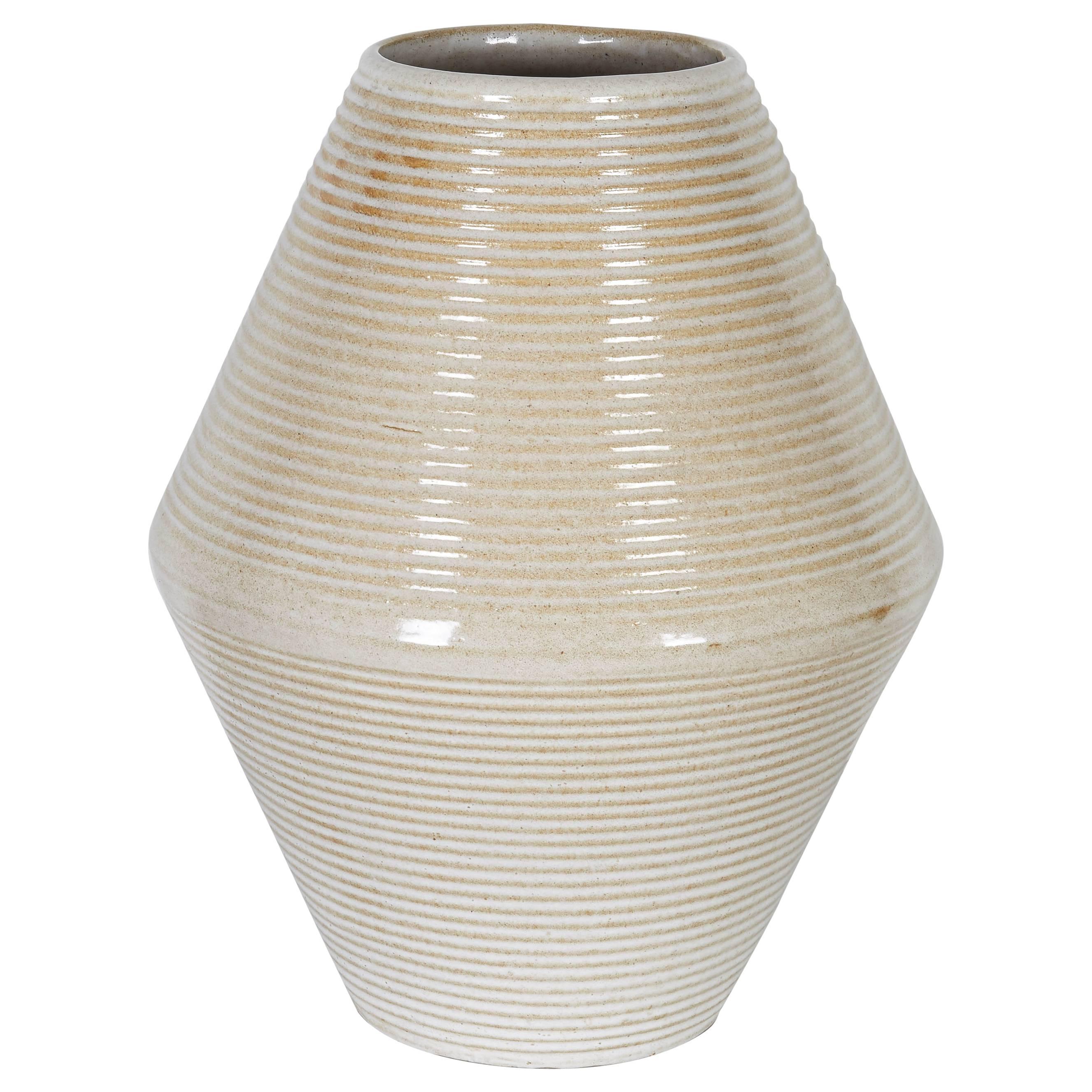 Ribbed Architectural Pottery Vase