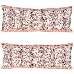 Pair of Vintage Echo Pink Silk Shell Scarf with Irish Linen Cushion Pillow