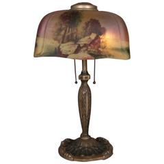 Antique Pittsburgh Reverse Painted Table Lamp, circa 1920