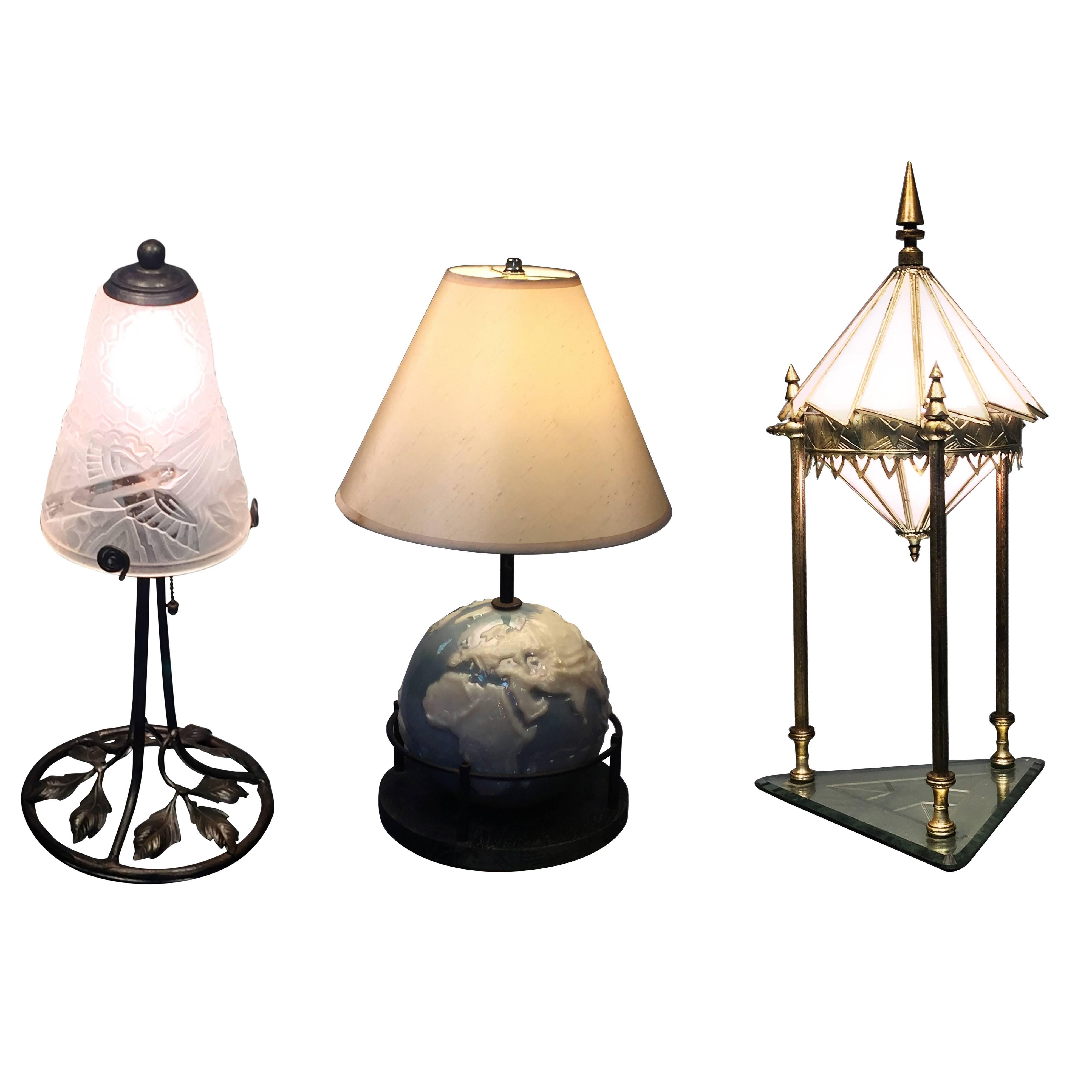 Three Interesting Art Deco Lamps For Sale