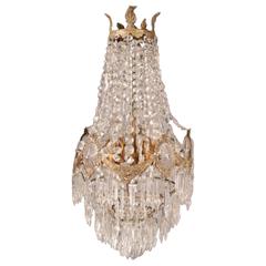 Ornate Antique French Louis XIV Crystal and Bronze Chandelier, circa 1900