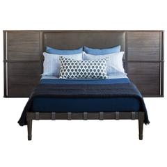Jasper Bed in Silver Grey Walnut with Leather Upholstered Headboard 12