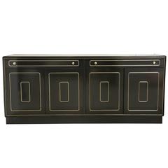 Romweber Brass Trimmed Black Lacquer Sideboard