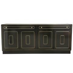 Romweber Brass Trimmed Black Lacquer Sideboard 3
